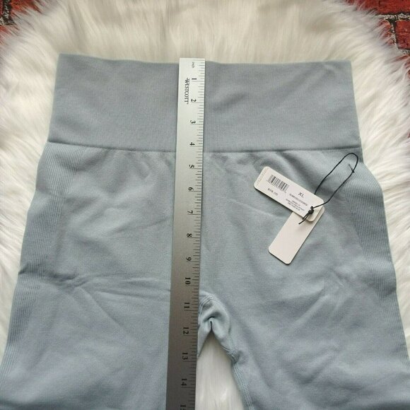 NWT WeWoreWhat Women's Ribbed Seamless Leggings Stretch Pearl Blue Active XL - Picture 9 of 12